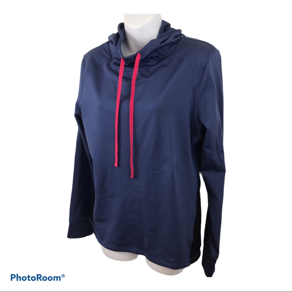 ❤️Active Wear Mock Neck Hoodie Pullover Warm System L Blue